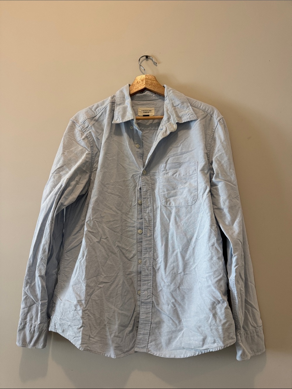 American Eagle | Casual Light Blue Men's Oxford Shirt | Size: M